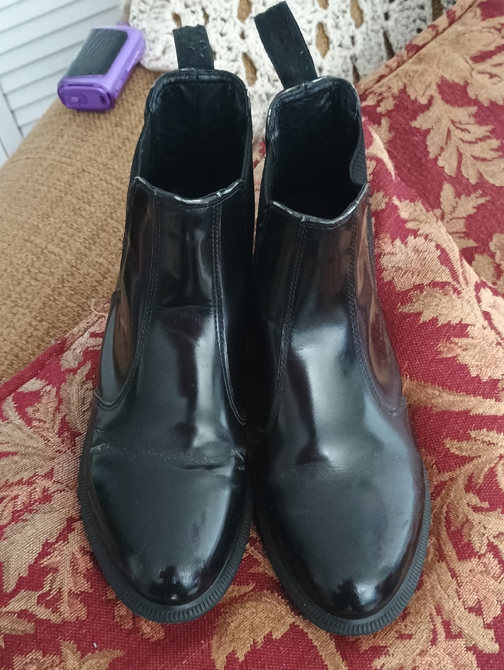 Dr. Martens Black Patent Chelsea Boots Flawed